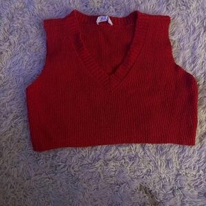Vibrant Red Knit Sweater Vest